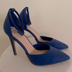 Heart in D Royal Blue Suede Heels with Ankle Strap